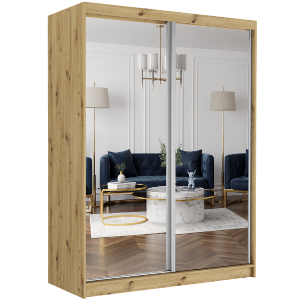 Szafa przesuwna 150 cm z 2 lustrami FRAMIRE Rivano II artisan 965769