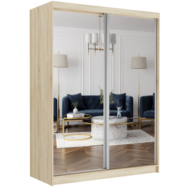 Szafa przesuwna 150 cm z 2 lustrami FRAMIRE Rivano II sonoma 965772