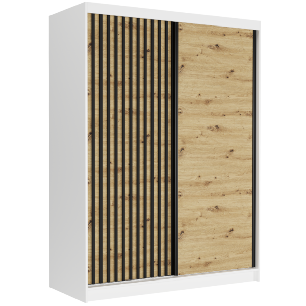 Szafa przesuwna 150 cm z lustrem lamele FRAMIRE Rivano VIII biały artisan 966364