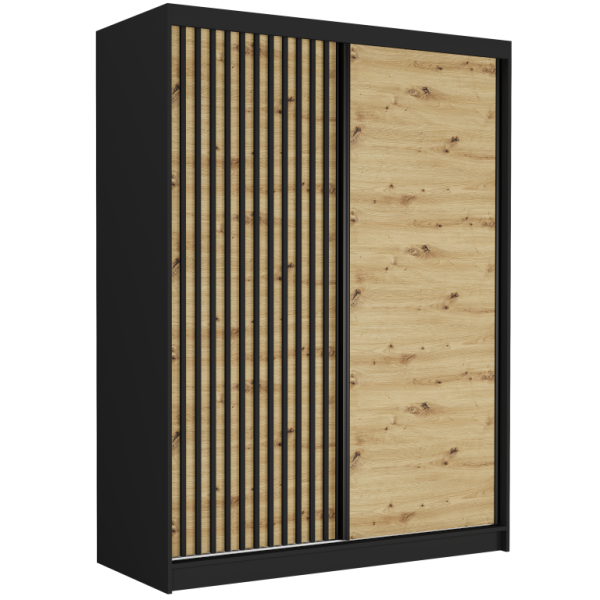 Szafa przesuwna 150 cm z lustrem lamele FRAMIRE Rivano VIII czarny artisan 966384
