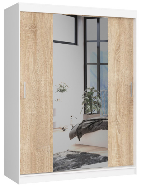 Szafa Przesuwna 150Cm Clp Biała / Sonoma 728025