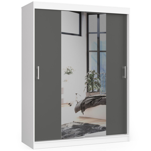 Szafa Przesuwna 150Cm Clp Biała / Szara 728023