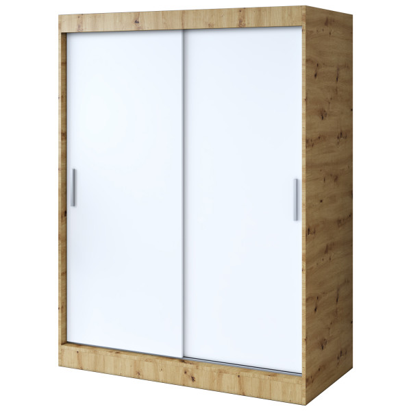 Szafa przesuwna 150x200 Gold , Dąb Artisan / Biały mat 630024