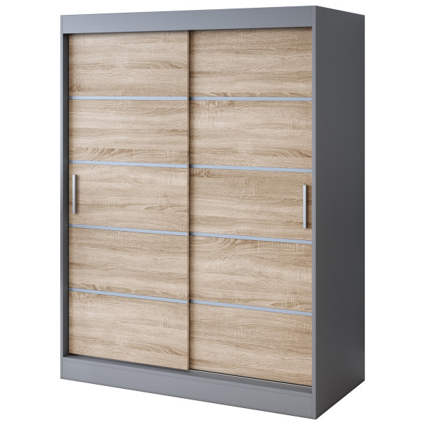 Szafa przesuwna 150x200 Nina , Antracyt mat / Dąb Sonoma 629727