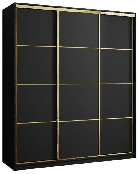 Szafa przesuwna 180 cm GOLD NEW trzydrzwiowa garderoba do sypialni szuflady 671441