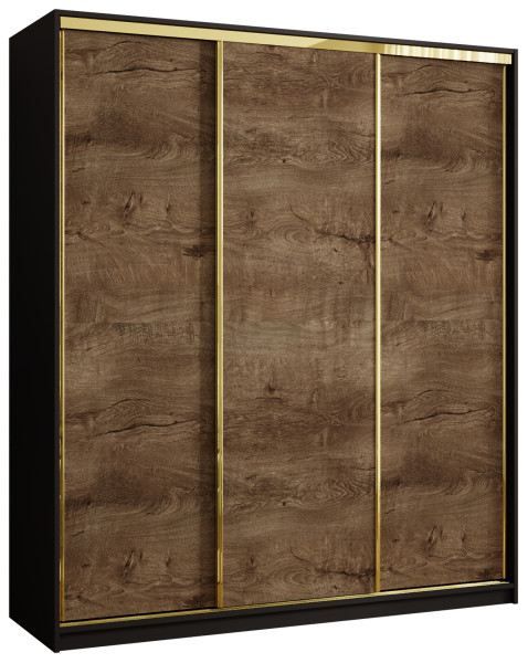 Szafa przesuwna 180 cm GOLD NEW trzydrzwiowa garderoba do sypialni szuflady 671461