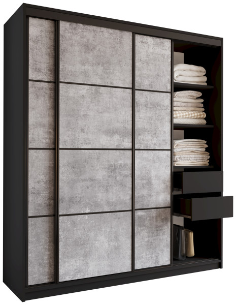 Szafa przesuwna 180 cm LOFT beton półki 527260