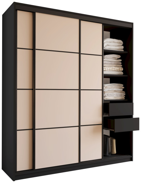 Szafa przesuwna 180 cm LOFT czarny + beż piaskow 527236