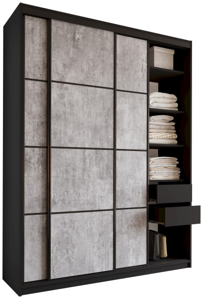 Szafa przesuwna 180 cm LOFT MAX z szufladami beton 527246