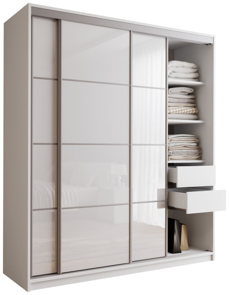 Szafa przesuwna 180 cm TOP biały połysk 245611