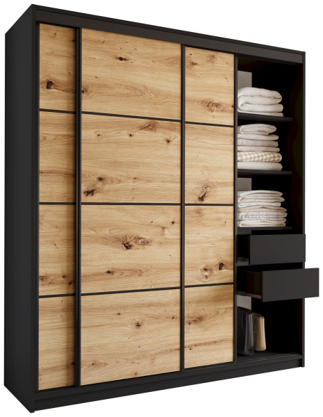 Szafa przesuwna 180 z szufladami artisan czarny LOFT 527261