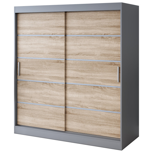 Szafa przesuwna 180x200 Nina , Antracyt mat / Dąb Sonoma 630030
