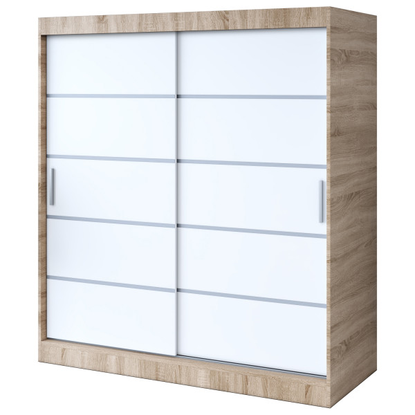 Szafa przesuwna 180x200 Nina , Dąb Sonoma / Biały mat 630172