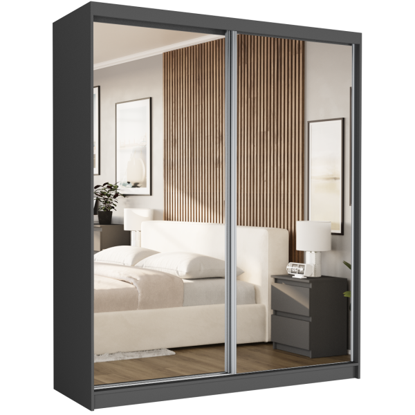 Szafa przesuwna 183 cm z 2 lustrami FRAMIRE Luna II antracyt 963016