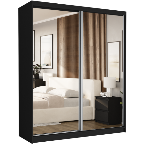 Szafa przesuwna 183 cm z 2 lustrami FRAMIRE Luna II czarna 963054