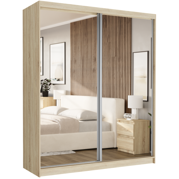 Szafa przesuwna 183 cm z 2 lustrami FRAMIRE Luna II sonoma 963018