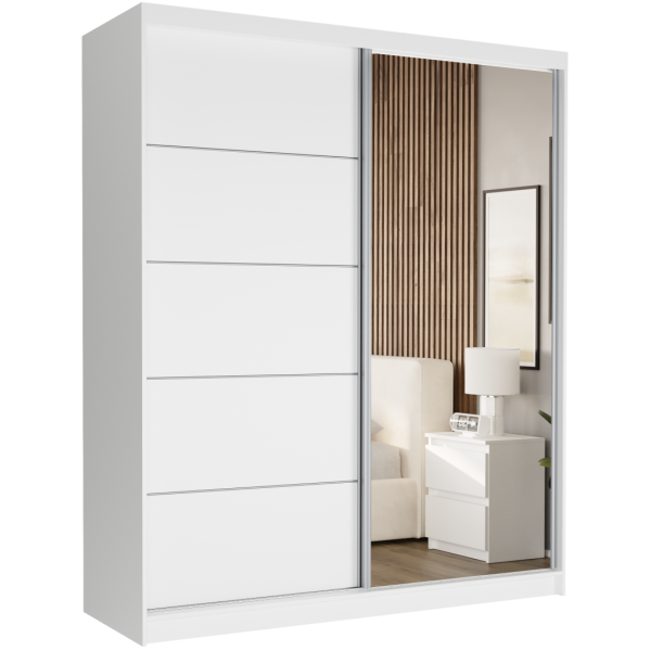 Szafa przesuwna 183 cm z lustrem szprosy FRAMIRE Luna I biały biały 963037