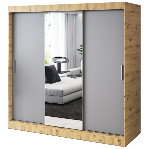 Szafa przesuwna 1x Lustro 200x200 Hugo , Dąb Artisan / Antracyt mat 629981