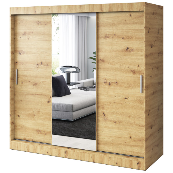 Szafa przesuwna 1x Lustro 200x200 Hugo , Dąb Artisan 629918