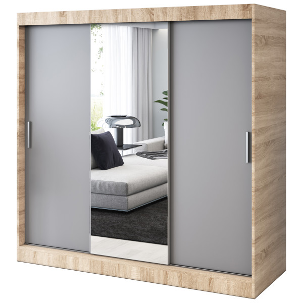 Szafa przesuwna 1x Lustro 200x200 Hugo , Dąb Sonoma / Antracyt mat 629836