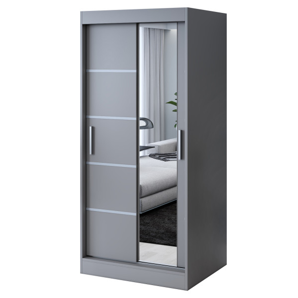 Szafa przesuwna 1x Lustro 90x200 Pepe, Antracyt mat 629948