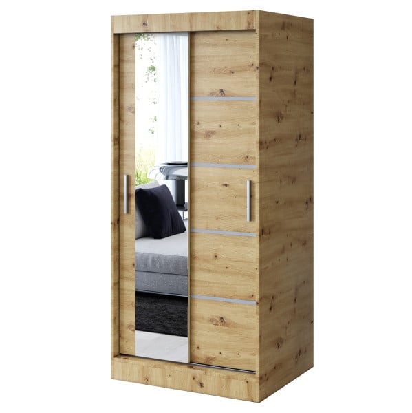 Szafa przesuwna 1x Lustro 90x200 Ralf, Dąb Artisan 630168