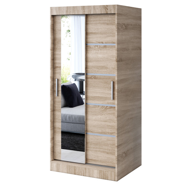Szafa przesuwna 1x Lustro 90x200 Ralf, Dąb Sonoma 630092