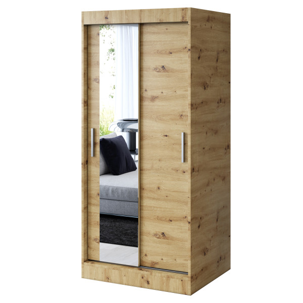 Szafa przesuwna 1x Lustro 90x200 Sofia, Dąb Artisan 629865