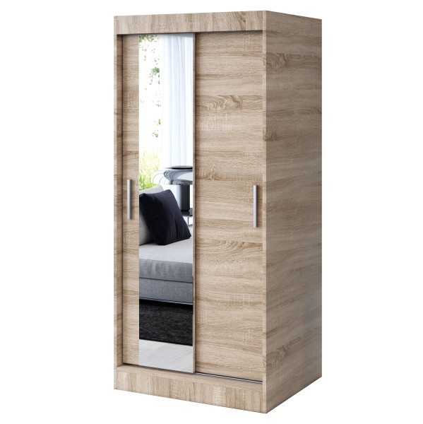 Szafa przesuwna 1x Lustro 90x200 Sofia, Dąb Sonoma 629792