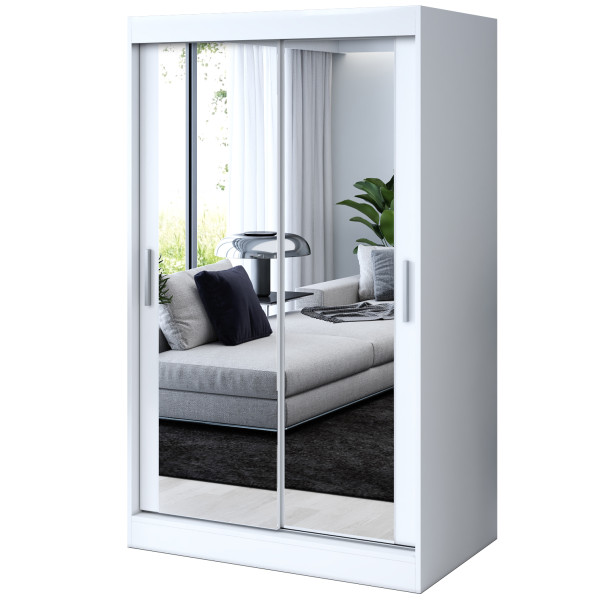 Szafa przesuwna 2 x Lustro 120x200 Karl , Biały mat 630190