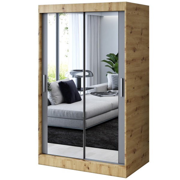 Szafa przesuwna 2 x Lustro 120x200 Karl , Dąb Artisan / Antracyt mat 630176