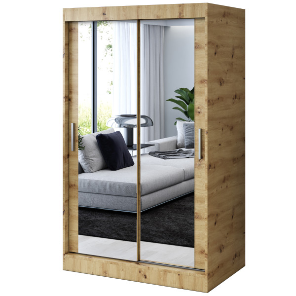 Szafa przesuwna 2 x Lustro 120x200 Karl , Dąb Artisan 630122