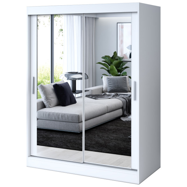 Szafa przesuwna 2 x Lustro 150x200 Karl , Biały mat 629930
