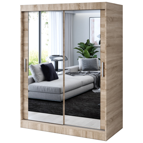 Szafa przesuwna 2 x Lustro 150x200 Karl , Dąb Sonoma 629821