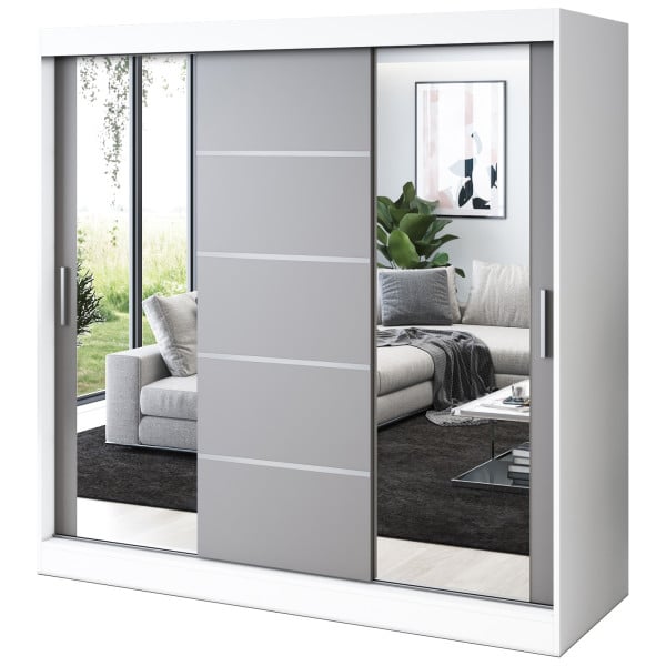 Szafa przesuwna 2 x Lustro 200x200 Ralf , Biały mat / Antracyt mat 629831
