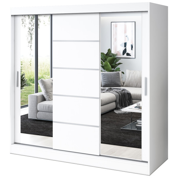 Szafa przesuwna 2 x Lustro 200x200 Ralf , Biały mat 630086