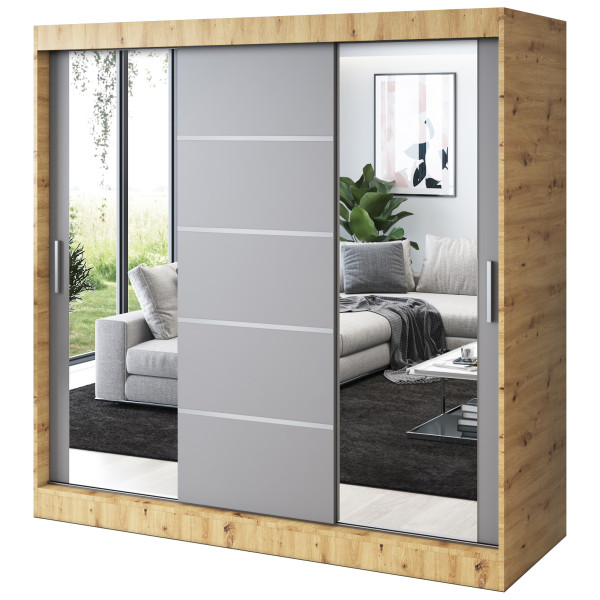 Szafa przesuwna 2 x Lustro 200x200 Ralf , Dąb Artisan / Antracyt mat 629898