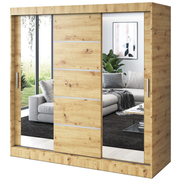 Szafa przesuwna 2 x Lustro 200x200 Ralf , Dąb Artisan 629801