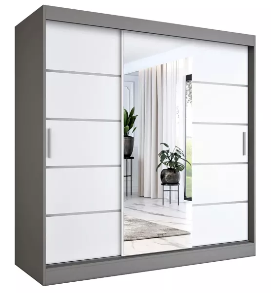Szafa przesuwna 200 cm antracyt + biały - Xyero 759168