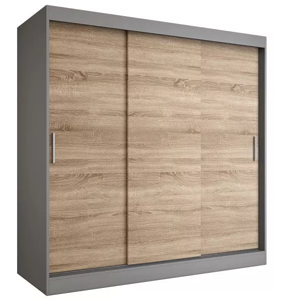 Szafa przesuwna 200 cm antracyt + dąb sonoma - Zetica 761849