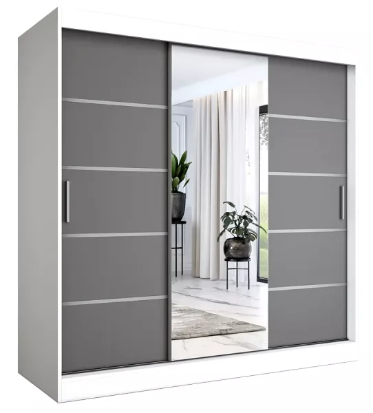 Szafa przesuwna 200 cm biały + antracyt - Zeeno 708269
