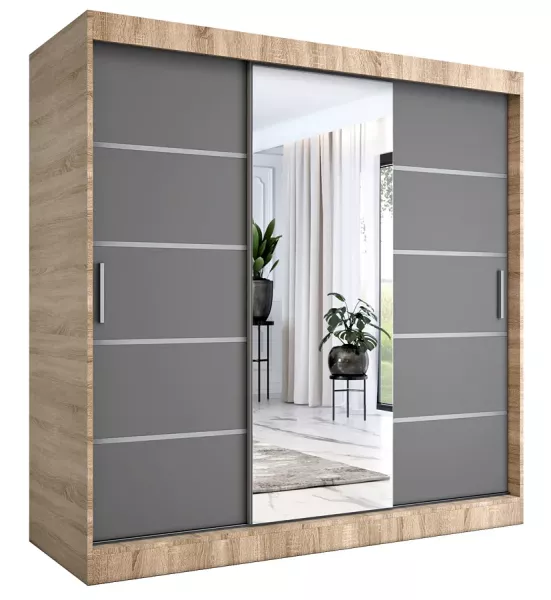 Szafa przesuwna 200 cm dąb sonoma + antracyt - Rireon 708271