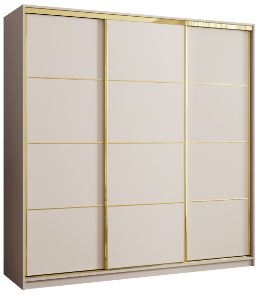 Szafa przesuwna 200 cm GOLD NEW trzydrzwiowa z półkami i szufladami 671422