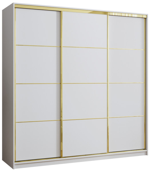Szafa przesuwna 200 cm GOLD NEW trzydrzwiowa z półkami i szufladami 248967