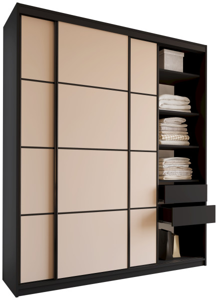 Szafa przesuwna 200 cm LOFT MAX z półkami beż 527317