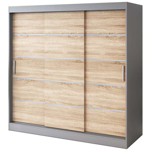 Szafa przesuwna 200x200 Nina , Antracyt mat / Dąb Sonoma 630035