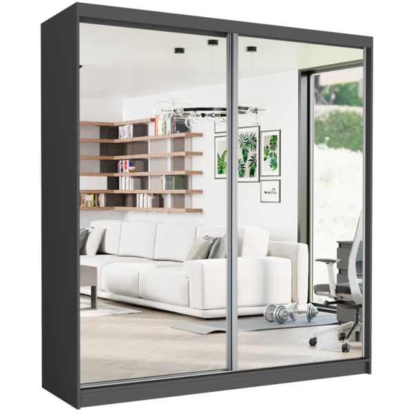 Szafa przesuwna 203 cm z 2 lustrami FRAMIRE Tivaro II antracyt 963053