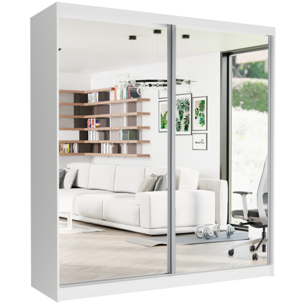 Szafa przesuwna 203 cm z 2 lustrami FRAMIRE Tivaro II biały 963038