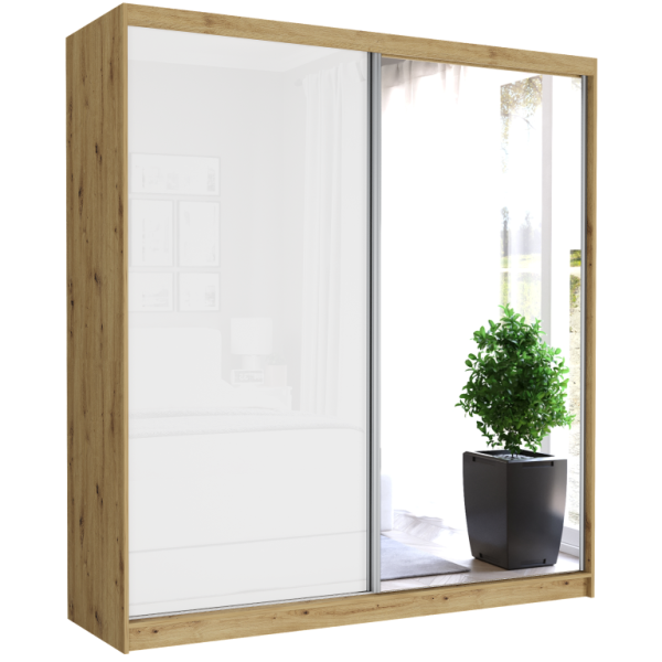 Szafa przesuwna 203 cm z lustrem biały półpołysk FRAMIRE Tivaro V artisan 963044