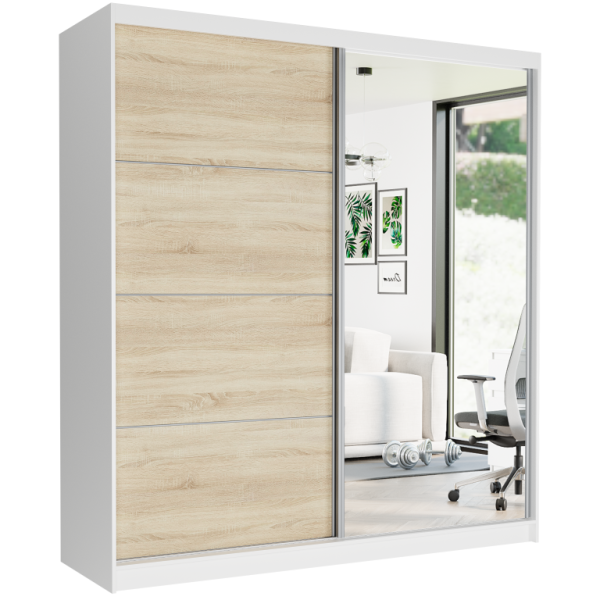 Szafa przesuwna 203 cm z lustrem FRAMIRE Tivaro VIII biały sonoma 963081